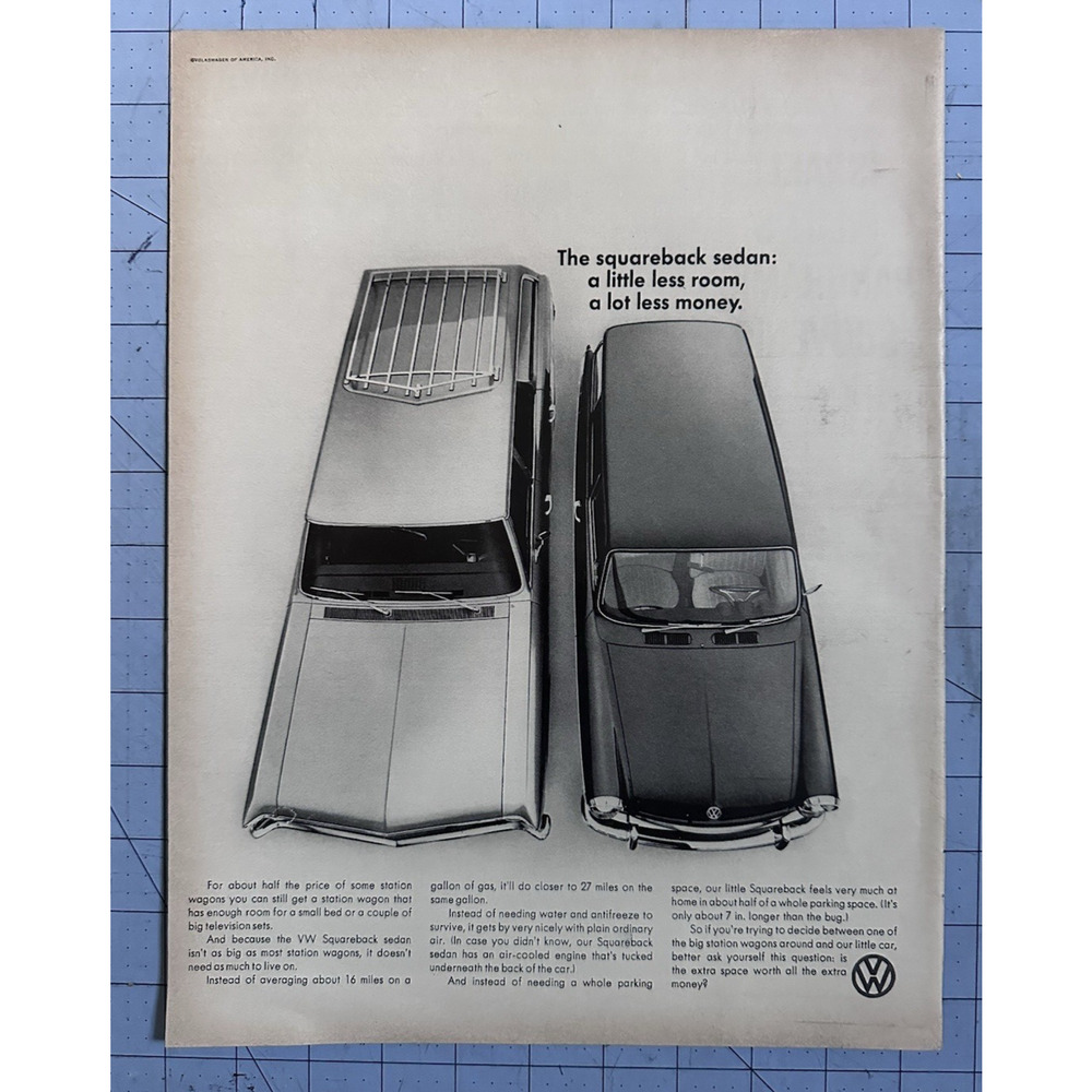 1967 Vintage Print Ad Car VW Volkswagen Station Wagon